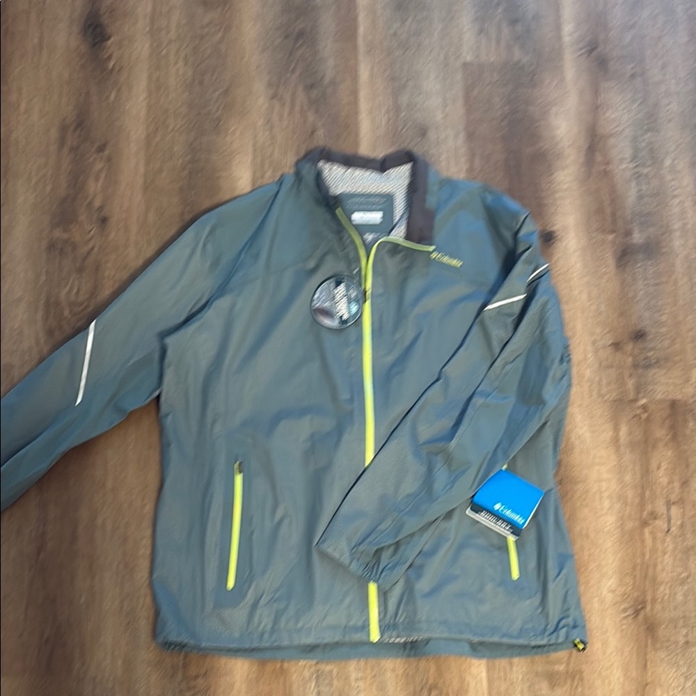 Men’s Columbia Omni-Dry Gray Jacket with Neon Accents